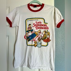 White w/ Red trim Graphic Cotton T-Shirt